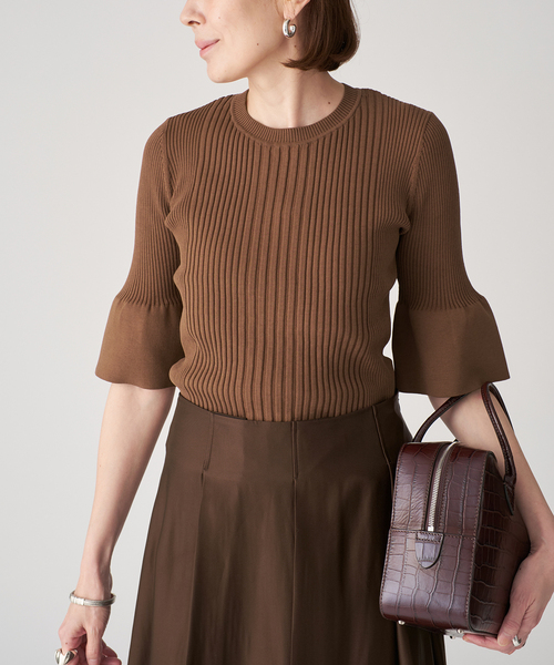 VERMEIL par iena（ヴェルメイユパーイエナ）の「cotton stretch RIB プルオーバー（ニット/セーター・レディース・アイボリー/ブラウン/ネイビー・FREE）」の15枚目の写真