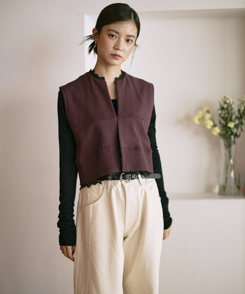 Firsthand（ファーストハンド）の「Firsthand/ファーストハンド オーガニックコットン レース スウェットベスト / 裏毛スウェット（ベスト・レディース・ブラック/グレー/ブラウン・ONE SIZE）」の14枚目の写真