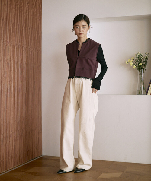 Firsthand（ファーストハンド）の「Firsthand/ファーストハンド オーガニックコットン レース スウェットベスト / 裏毛スウェット（ベスト・レディース・ブラック/グレー/ブラウン・ONE SIZE）」の22枚目の写真