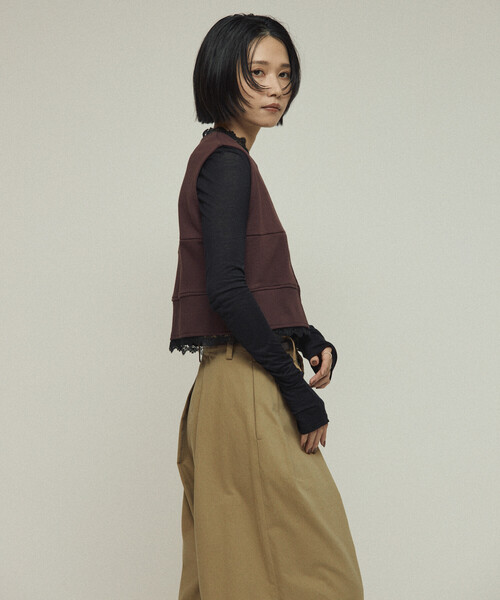 Firsthand(ファーストハンド)の「Firsthand/ファーストハンド オーガニックコットン レース スウェットベスト / 裏毛スウェット(ベスト・レディース・ブラック/グレー/ブラウン・ONE SIZE)」の20枚目の写真