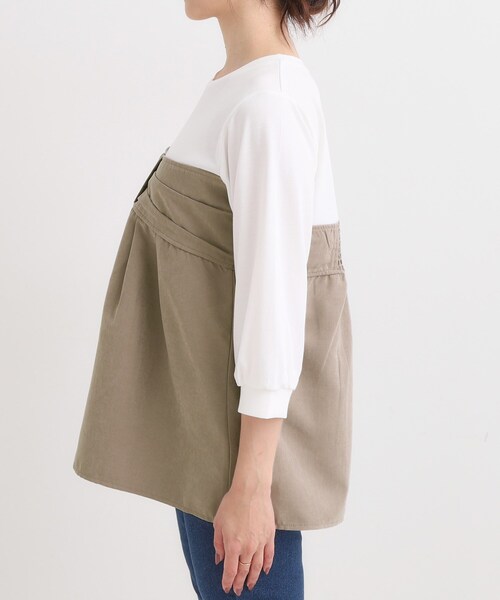 DRESKIP（ドレスキップ）の「気になるウエストもさり気なくカバー リボン風ドッキングトップス（Tシャツ/カットソー・レディース・ブルー系その他6/ベージュ系4/チャコール・04/03/02/01）」の17枚目の写真