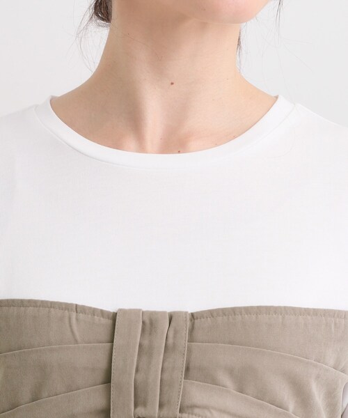 DRESKIP（ドレスキップ）の「気になるウエストもさり気なくカバー リボン風ドッキングトップス（Tシャツ/カットソー・レディース・ブルー系その他6/ベージュ系4/チャコール・04/03/02/01）」の19枚目の写真