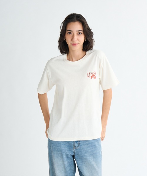 ROXY(ロキシー)の「RETRO RAINBOW TEE /ロキシーバックプリント半袖Tシャツ(Tシャツ/カットソー・レディース・ピンク/ホワイト・MEDIUM/LARGE/X-LARGE)」の3枚目の写真