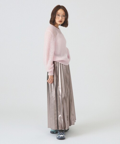 Ray BEAMS（レイビームス）の「メタリックプリーツスカート（スカート・レディース・ブラック/シルバー・1/0）」の4枚目の写真