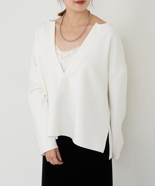 SHENERY（シーナリー）の「【インフルエンサー＠tsuru00コラボ】スキッパーポンチプルオーバー（スウェット・レディース・ホワイト/ブラック/グレー/グレー系その他・FREE）」の7枚目の写真