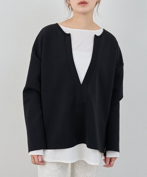 SHENERY（シーナリー）の「【インフルエンサー＠tsuru00コラボ】スキッパーポンチプルオーバー（スウェット・レディース・ホワイト/ブラック/グレー/グレー系その他・FREE）」の20枚目の写真