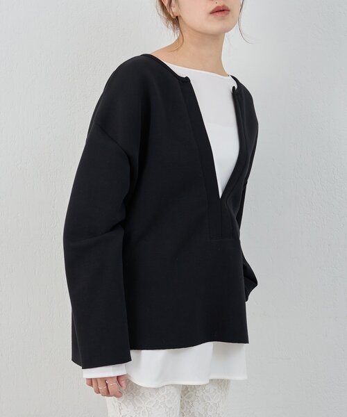 SHENERY（シーナリー）の「【インフルエンサー＠tsuru00コラボ】スキッパーポンチプルオーバー（スウェット・レディース・ホワイト/ブラック/グレー/グレー系その他・FREE）」の21枚目の写真