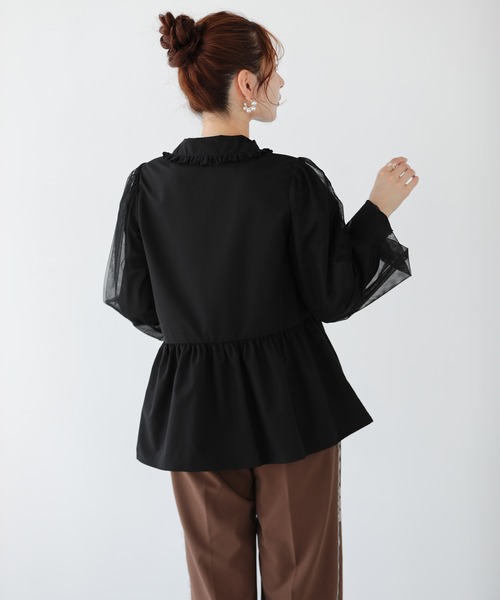 Fit more(フィットモア)の「レース襟チュール袖ブラウス(シャツ/ブラウス・レディース・ホワイト/ブラック/ベビーピンク・FREE)」の8枚目の写真