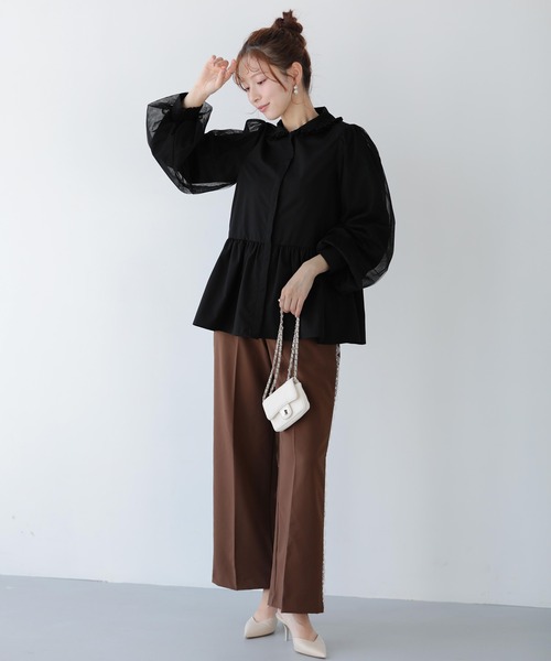 Fit more(フィットモア)の「レース襟チュール袖ブラウス(シャツ/ブラウス・レディース・ホワイト/ブラック/ベビーピンク・FREE)」の10枚目の写真