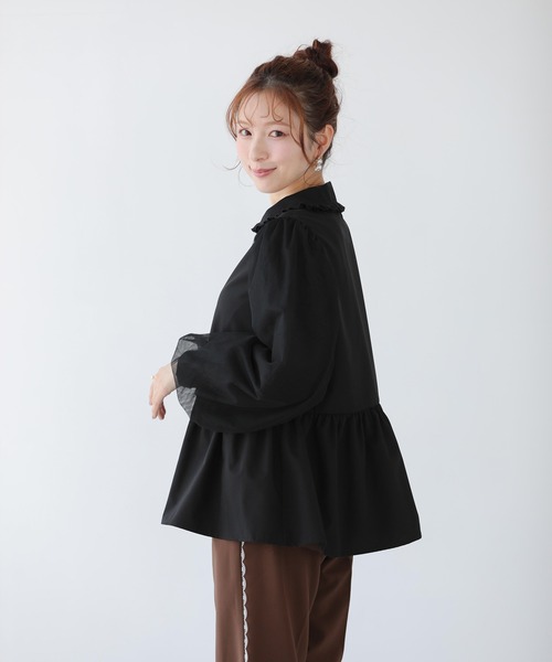 Fit more(フィットモア)の「レース襟チュール袖ブラウス(シャツ/ブラウス・レディース・ホワイト/ブラック/ベビーピンク・FREE)」の11枚目の写真