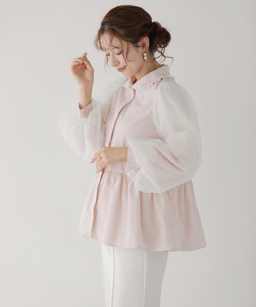 Fit more(フィットモア)の「レース襟チュール袖ブラウス(シャツ/ブラウス・レディース・ホワイト/ブラック/ベビーピンク・FREE)」の13枚目の写真