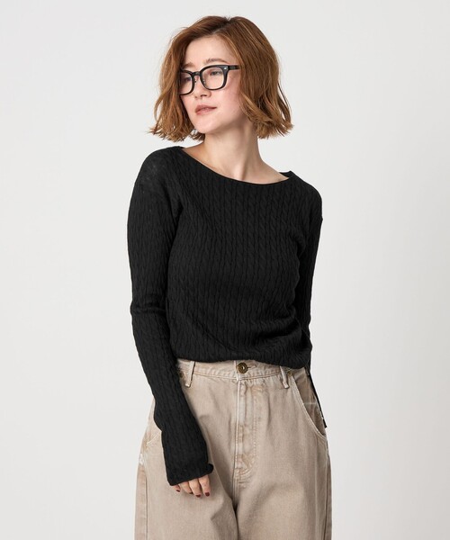 現行 Conte コンテ ケーブル ボートネックニット シルク混 完売品 conte＞ケーブル ボートネックニット（ニット/セーター）｜conte