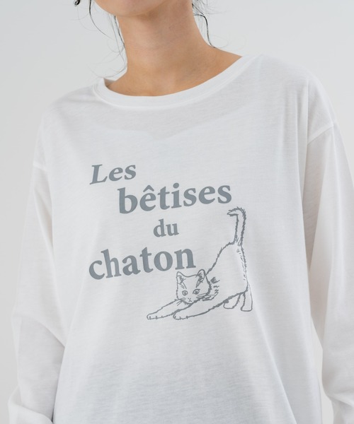 refinedworks（リファインドワークス）の「【refinedworks】猫プリント が可愛い ロンT（Tシャツ/カットソー・レディース・ブラック/ホワイト・FREE）」の13枚目の写真
