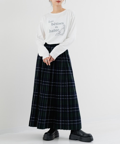 refinedworks（リファインドワークス）の「【refinedworks】猫プリント が可愛い ロンT（Tシャツ/カットソー・レディース・ブラック/ホワイト・FREE）」の7枚目の写真