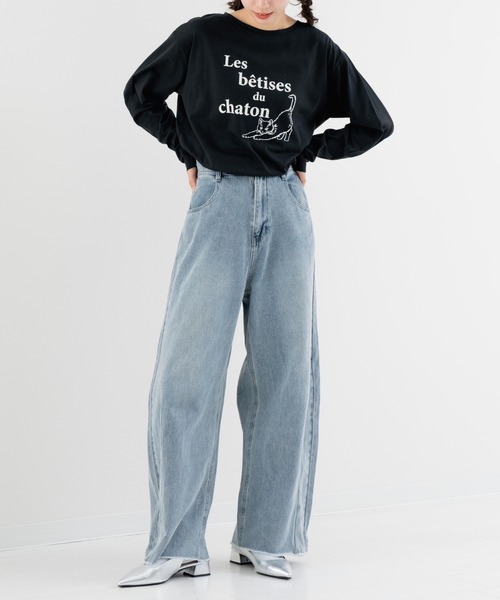 refinedworks（リファインドワークス）の「【refinedworks】猫プリント が可愛い ロンT（Tシャツ/カットソー・レディース・ブラック/ホワイト・FREE）」の12枚目の写真