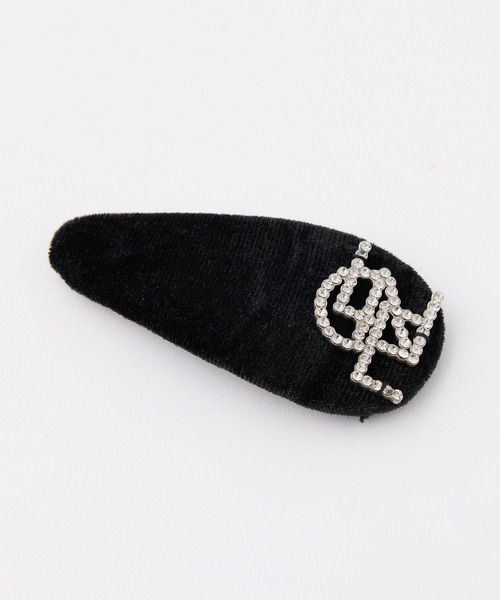 one after another NICE CLAUP（ワンアフターアナザーナイスクラップ）の「【Latini】ロゴストーン　ベロアパッチンピン（ヘアピン・レディース・ブラック・FREE）」の7枚目の写真
