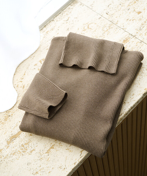 限定展開 吸湿発熱 リブ タートル ネック ニット プルオーバー（ニット