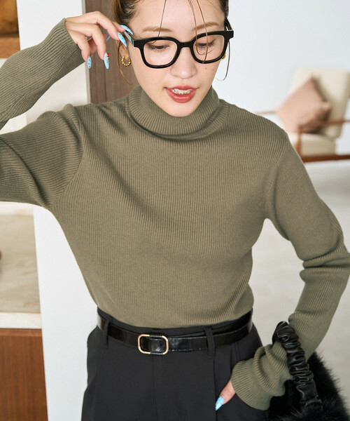 GiveRe Collection吸湿発熱プルオーバー 限定展開 吸湿発熱 リブ タートル ネック ニット プルオーバー（ニット