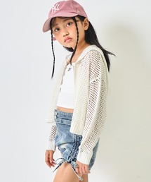ANAP kids（アナップキッズ）の「メッシュ クロップド ラメ ニット パーカー【ジュニアお揃い】（パーカー・キッズ）」