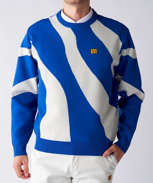 Loudmouth(ラウドマウス)の「LOUDMOUTH ラウドマウス ゴルフウェア ワンポイント ロゴ 軽量 薄手 クルーネック長袖 ニット(ニット/セーター・メンズ・ライトグリーン/ブラック/ブルー・L/LL/3L/M)」の1枚目の写真