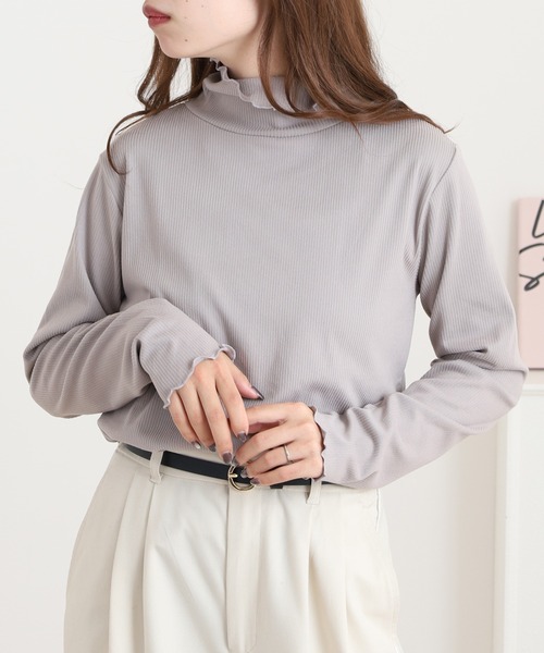 myke(ミーカ)の「myke 起毛リブ タートルネックロンT(Tシャツ/カットソー・レディース・モカ/ピンク/ライトグレー/アイボリー/ブラック・M)」の3枚目の写真