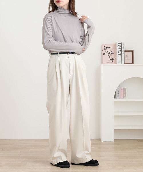 myke(ミーカ)の「myke 起毛リブ タートルネックロンT(Tシャツ/カットソー・レディース・モカ/ピンク/ライトグレー/アイボリー/ブラック・M)」の15枚目の写真