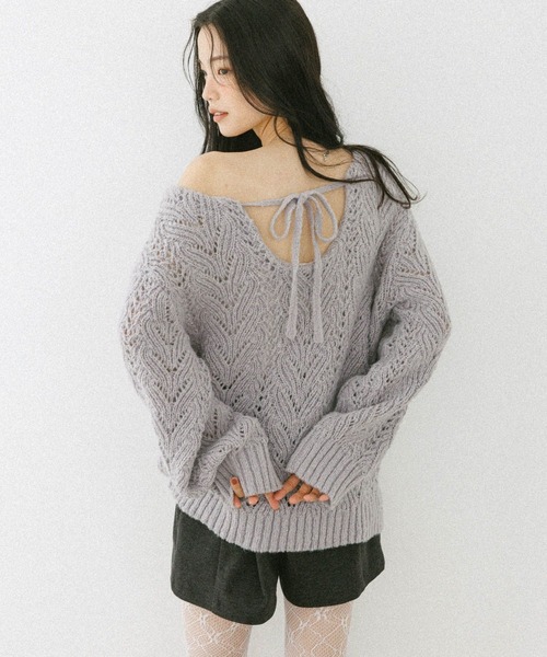 セール】バックオープンケーブルニット 603897（ニット/セーター