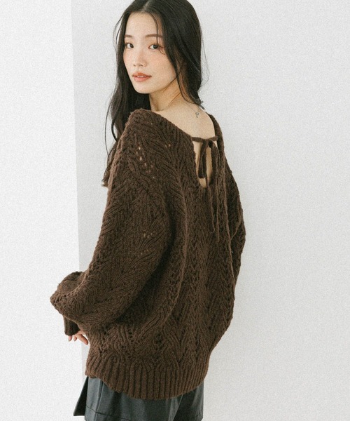 セール】バックオープンケーブルニット 603897（ニット/セーター