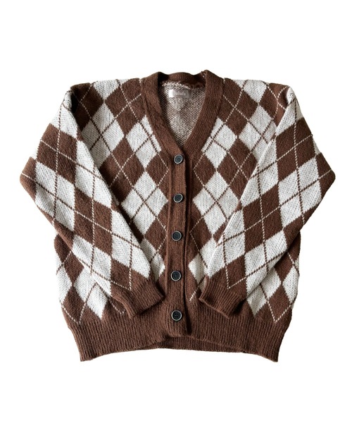 セール】アーガイル柄 オーバーサイズニットカーディガン / ルーズ