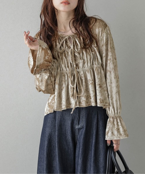 AMELY(エミリー)の「ベロアシャーリングトップス(その他トップス・レディース・ブラウン/ベージュ/ネイビー・フリー)」の1枚目の写真