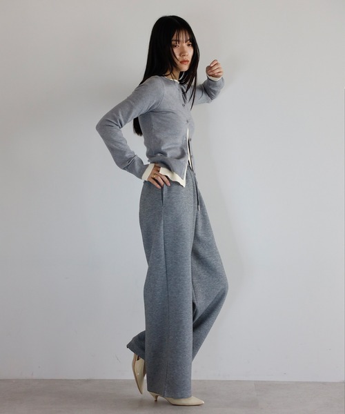 ENC（エンク）の「layered like knit cardigan / レイヤード風ニットカーディガン（カーディガン/ボレロ・レディース・ネイビー/ブラウン/アイボリー/グレー・FREE）」の19枚目の写真