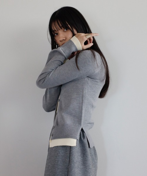 ENC（エンク）の「layered like knit cardigan / レイヤード風ニットカーディガン（カーディガン/ボレロ・レディース・ネイビー/ブラウン/アイボリー/グレー・FREE）」の20枚目の写真