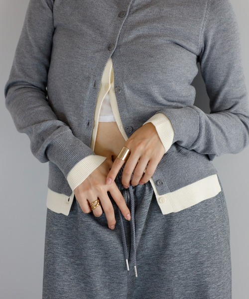 ENC（エンク）の「layered like knit cardigan / レイヤード風ニットカーディガン（カーディガン/ボレロ・レディース・ネイビー/ブラウン/アイボリー/グレー・FREE）」の22枚目の写真