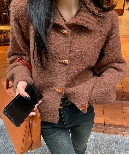 WEGO(ウィゴー)の「WEGO/ラグランダッフルモチニットカーディガン(カーディガン/ボレロ・レディース・グレー/ホワイト/ピンク/ブラウン・FREE)」の4枚目の写真