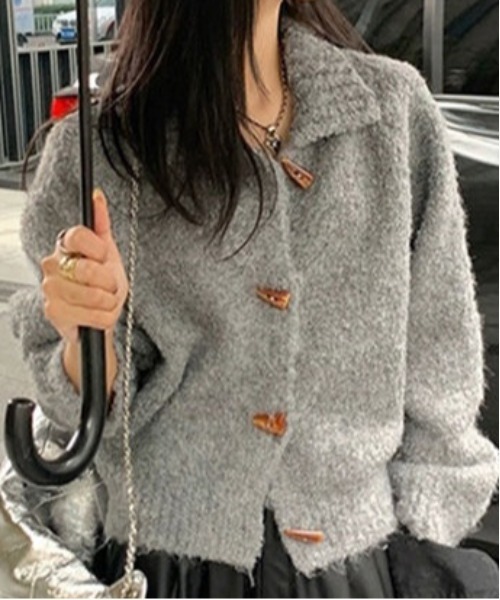 WEGO(ウィゴー)の「WEGO/ラグランダッフルモチニットカーディガン(カーディガン/ボレロ・レディース・グレー/ホワイト/ピンク/ブラウン・FREE)」の3枚目の写真