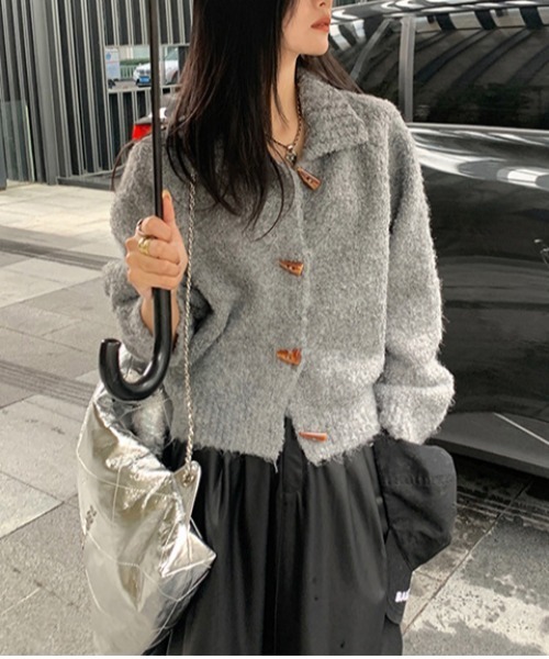 WEGO(ウィゴー)の「WEGO/ラグランダッフルモチニットカーディガン(カーディガン/ボレロ・レディース・グレー/ホワイト/ピンク/ブラウン・FREE)」の17枚目の写真