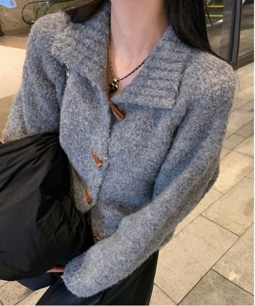 WEGO(ウィゴー)の「WEGO/ラグランダッフルモチニットカーディガン(カーディガン/ボレロ・レディース・グレー/ホワイト/ピンク/ブラウン・FREE)」の14枚目の写真