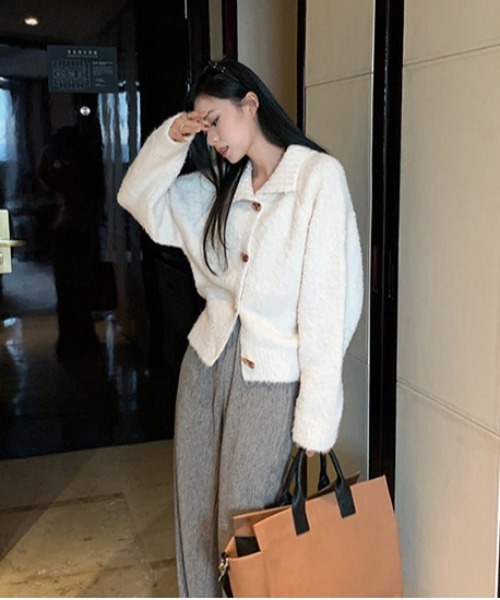 WEGO(ウィゴー)の「WEGO/ラグランダッフルモチニットカーディガン(カーディガン/ボレロ・レディース・グレー/ホワイト/ピンク/ブラウン・FREE)」の9枚目の写真