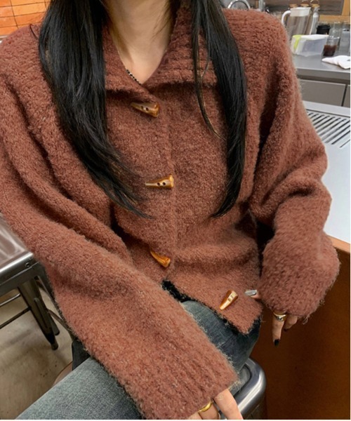 WEGO(ウィゴー)の「WEGO/ラグランダッフルモチニットカーディガン(カーディガン/ボレロ・レディース・グレー/ホワイト/ピンク/ブラウン・FREE)」の19枚目の写真