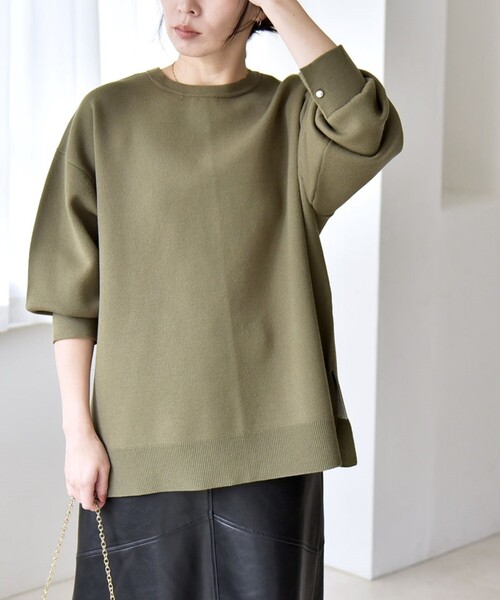 カランシエル（quaranciel）/quaranciel:〈手洗い可能〉ダブルフェイス パールモチーフ ワイド ニット プルオーバー セール】quaranciel:〈手洗い可能〉ダブルフェイス パールモチーフ