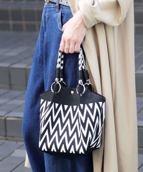 セール】コードハンドル アソート柄 ニットバッグ / ハンドバッグ