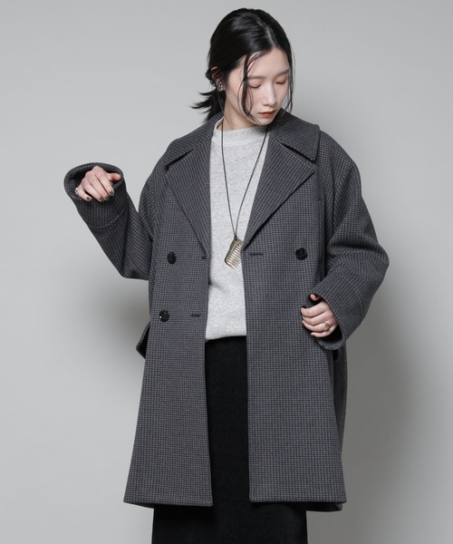 オーバーサイズポケットチェックコート（チェスターコート）｜NANO