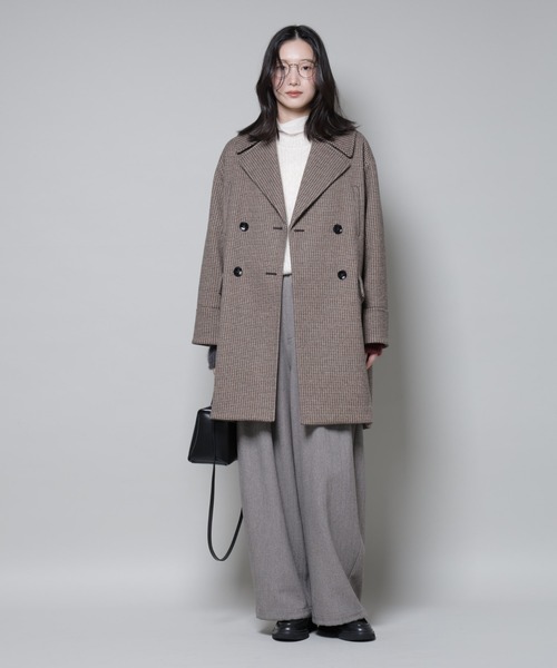 セール】オーバーサイズポケットチェックコート（チェスターコート