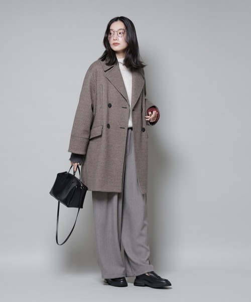 オーバーサイズポケットチェックコート（チェスターコート）｜NANO