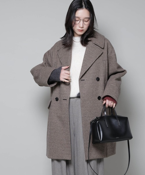 セール】オーバーサイズポケットチェックコート（チェスターコート