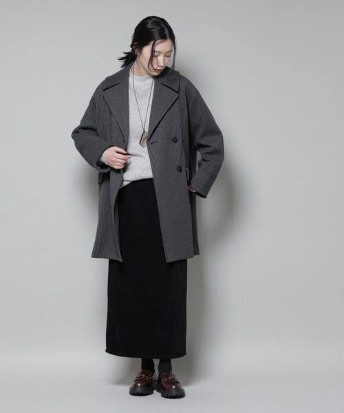 オーバーサイズポケットチェックコート（チェスターコート）｜NANO