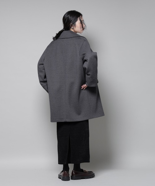 セール】オーバーサイズポケットチェックコート（チェスターコート