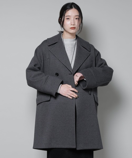 オーバーサイズポケットチェックコート（チェスターコート）｜NANO