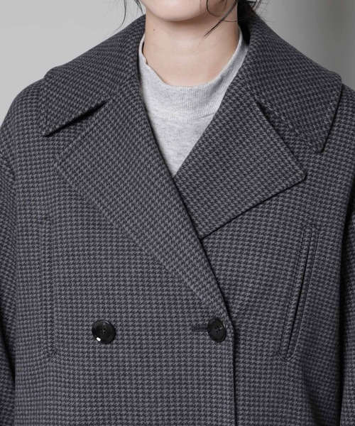 セール】オーバーサイズポケットチェックコート（チェスターコート