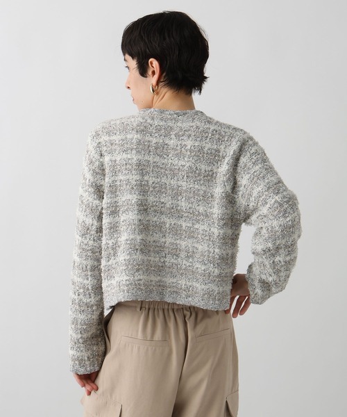 studio CLIP(スタディオクリップ)の「《ウタオ》ニットジャケット(ノーカラージャケット・レディース・ブラック/グレー・FREE)」の6枚目の写真